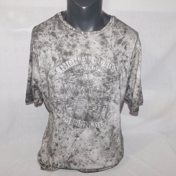 OXYGEN Denim Active Wear 1993 XGN Mens 2XL Oil Stain Print T Shirt - Picture 1 of 9